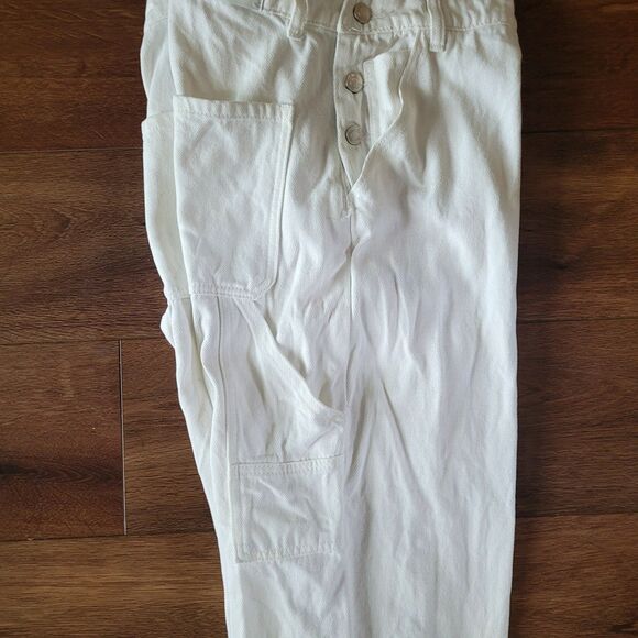 Sybilla Overalls Women Sz 12 EUR 42 White Cotton Carpenter Denim Jean Adj Strap - Picture 12 of 16